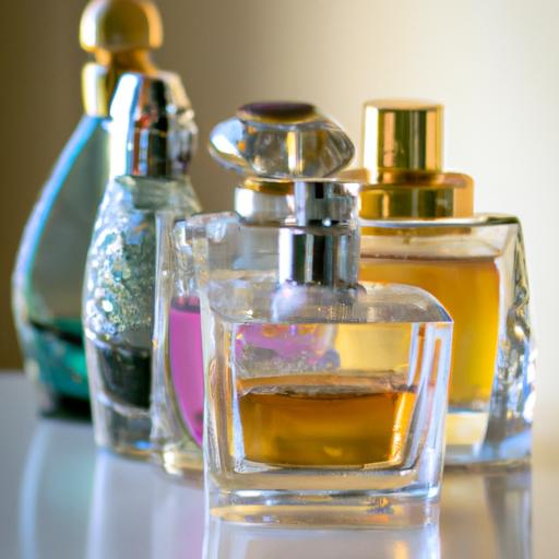 Bộ sưu tập chai nước hoa mùi ngọt trên bàn trang điểm