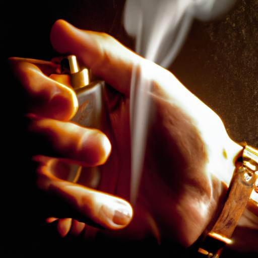 Hương thơm tobacco tỏa ra từ cổ tay của người đàn ông, tạo nên một mùi hương lôi cuốn và nam tính.