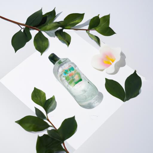 Chai nước hoa acqua di gioia nữ đặt trên nền trắng với những chiếc lá xanh.