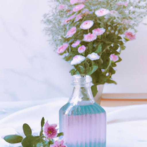 Chai nước hoa Cabotine bên cạnh bó hoa
