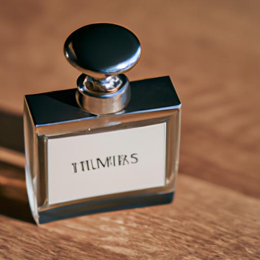 Chai nước hoa Twilly d'Hermes trên mặt bàn gỗ sáng bóng