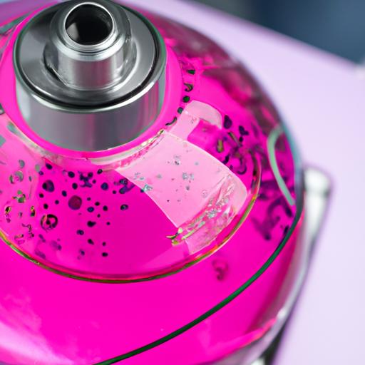 Máy quét mã nước hoa được đặt sát chai nước hoa