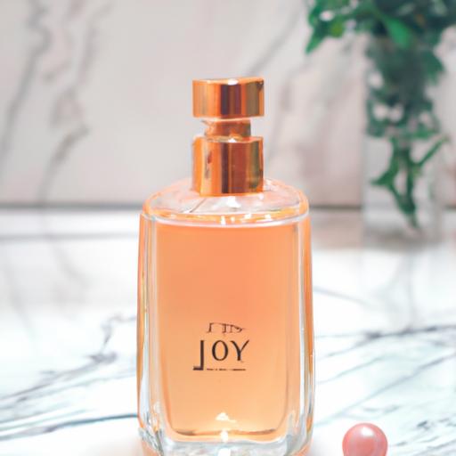 Chai nước hoa Joy Dior đặt trên mặt bàn đá hoa