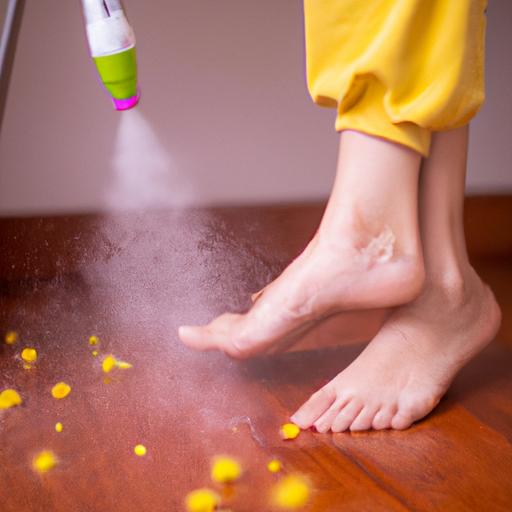 Người dùng phun nước hoa đôi chân lên chân để tạo cảm giác thoải mái và tự tin khi hoạt động hàng ngày