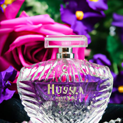 Gần cận của chai nước hoa Versace Bright Crystal 90ml với hoa phụ trang nền tảng.